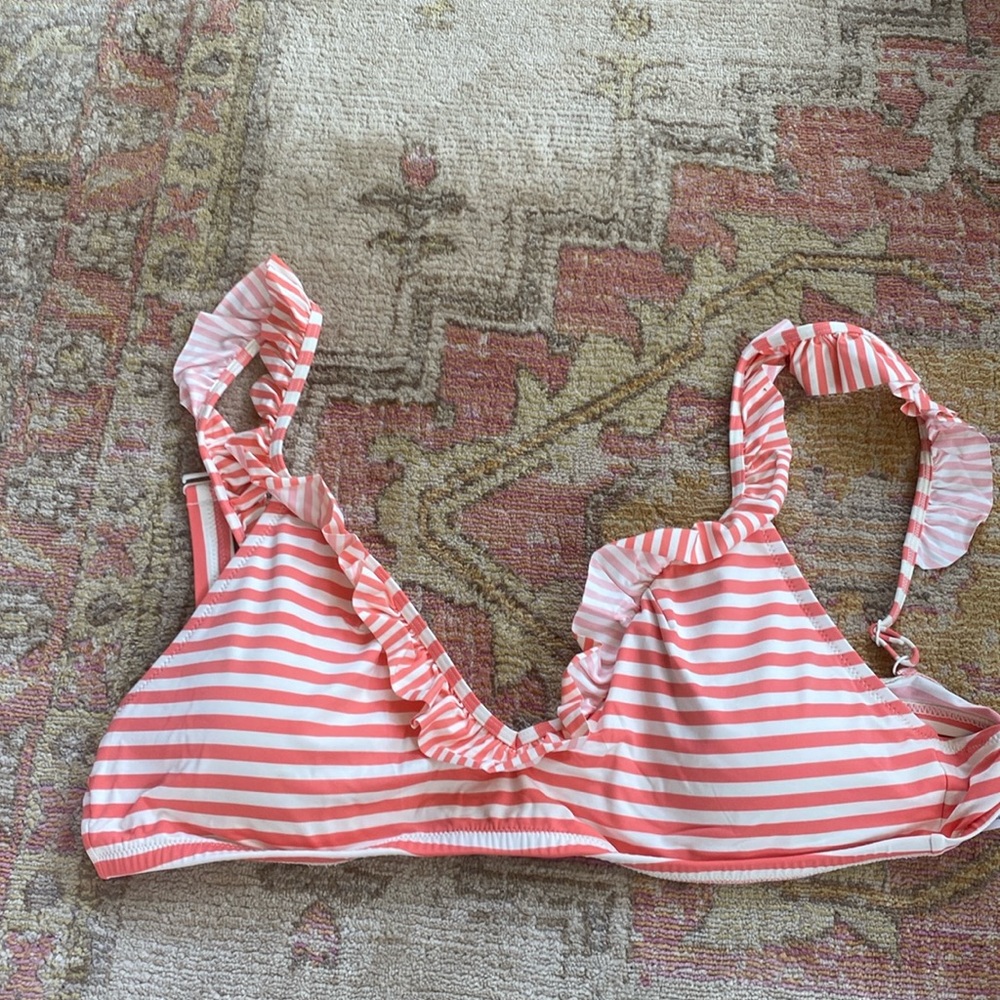 Orange and white stripe bikini top NWT